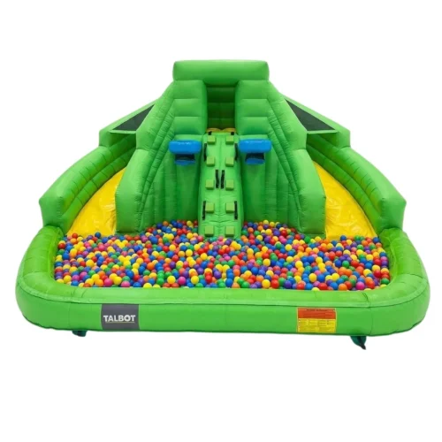 Piscina de pelotas inflable multipropósito dual con pelotas de colores para eventos infantiles.
