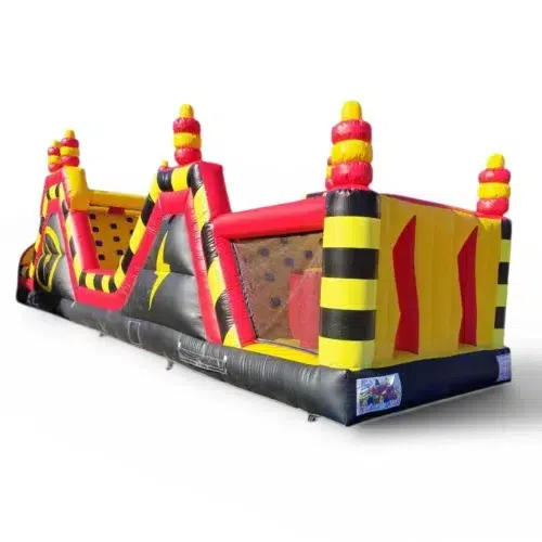Arriendo de juego inflable carrera de obstáculos Rayo para eventos infantiles.