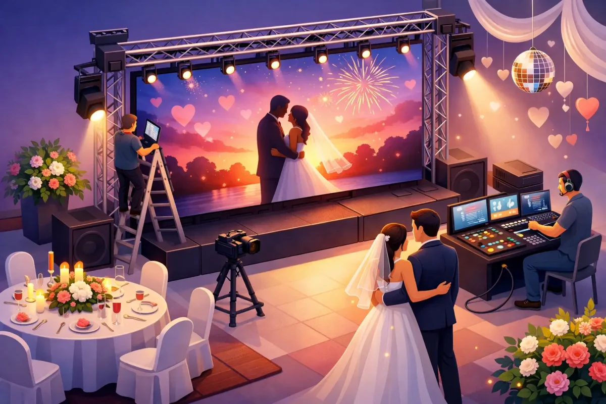 Arriendo pantalla LED para matrimonio: guía útil